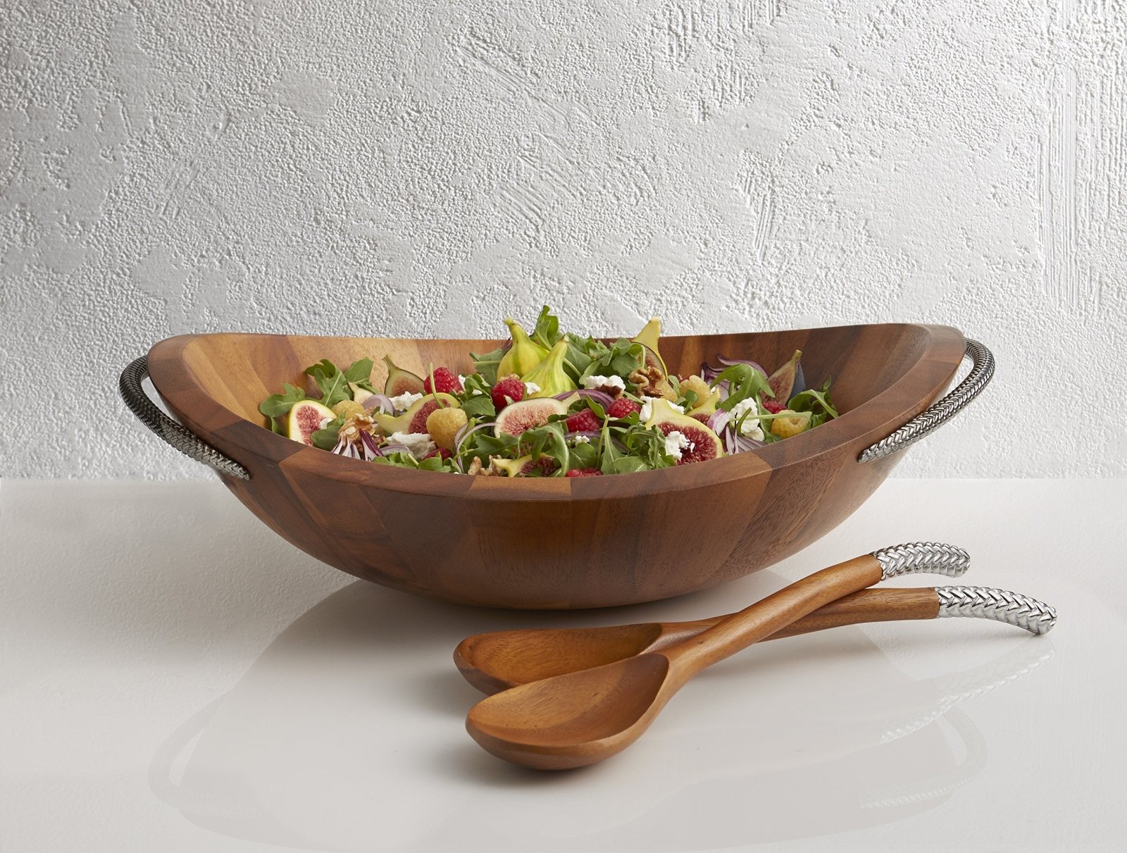 Nambé Braid Salad Bowl With Servers