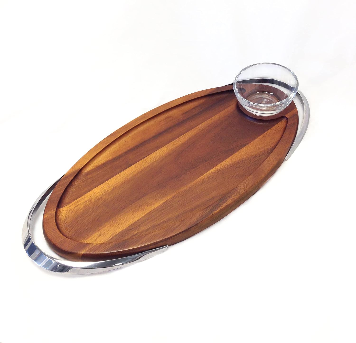 Nambe Luna Appetizer Board with Dip Dish – 2 Piece Set