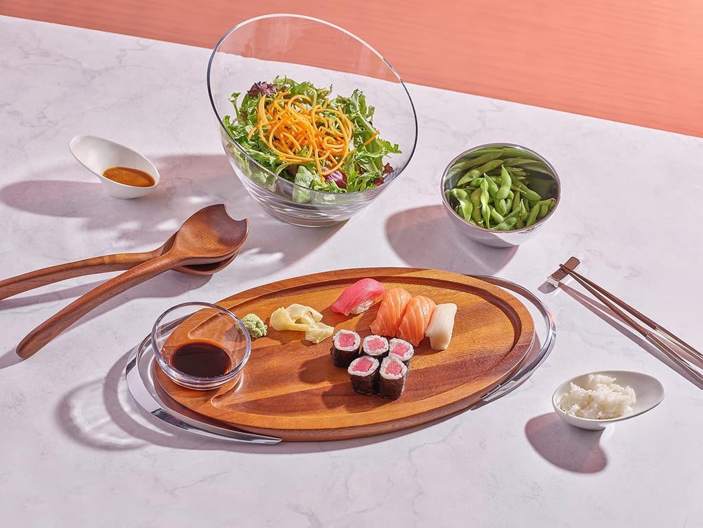 Nambe Luna Appetizer Board with Dip Dish – 2 Piece Set