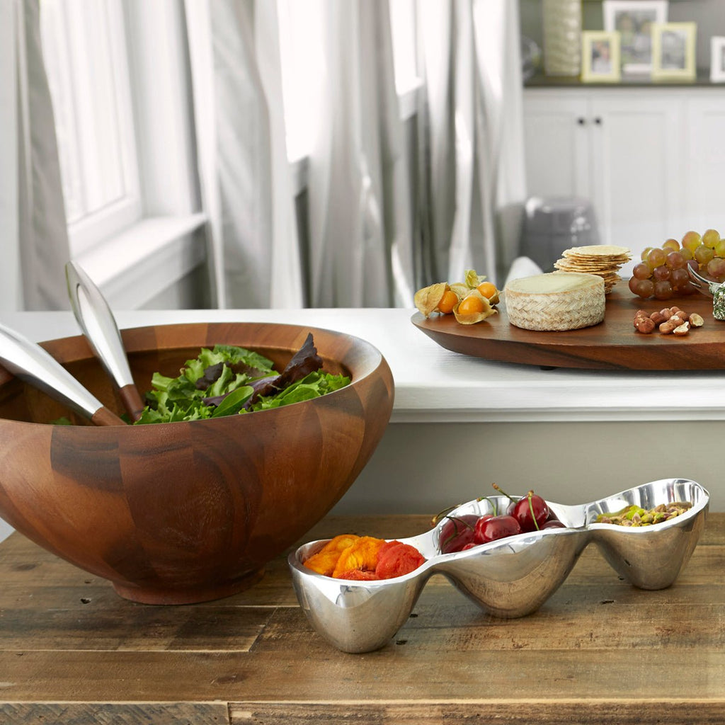 Nambe Yaro Salad Bowl With Servers