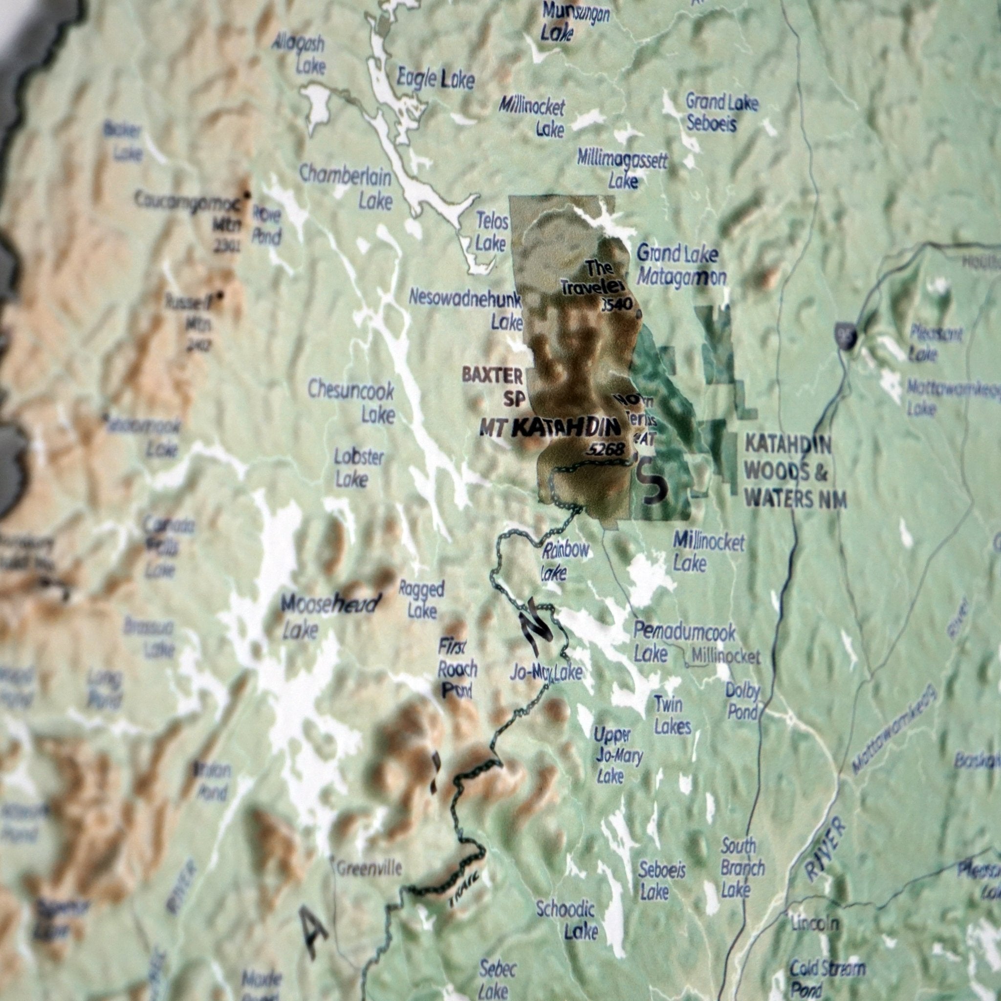 New England 3D Raised Relief Map - No Frame