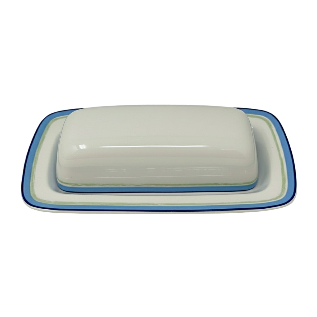 Noritake Ambience Java Blue Swirl Covered Butter Relish Tray