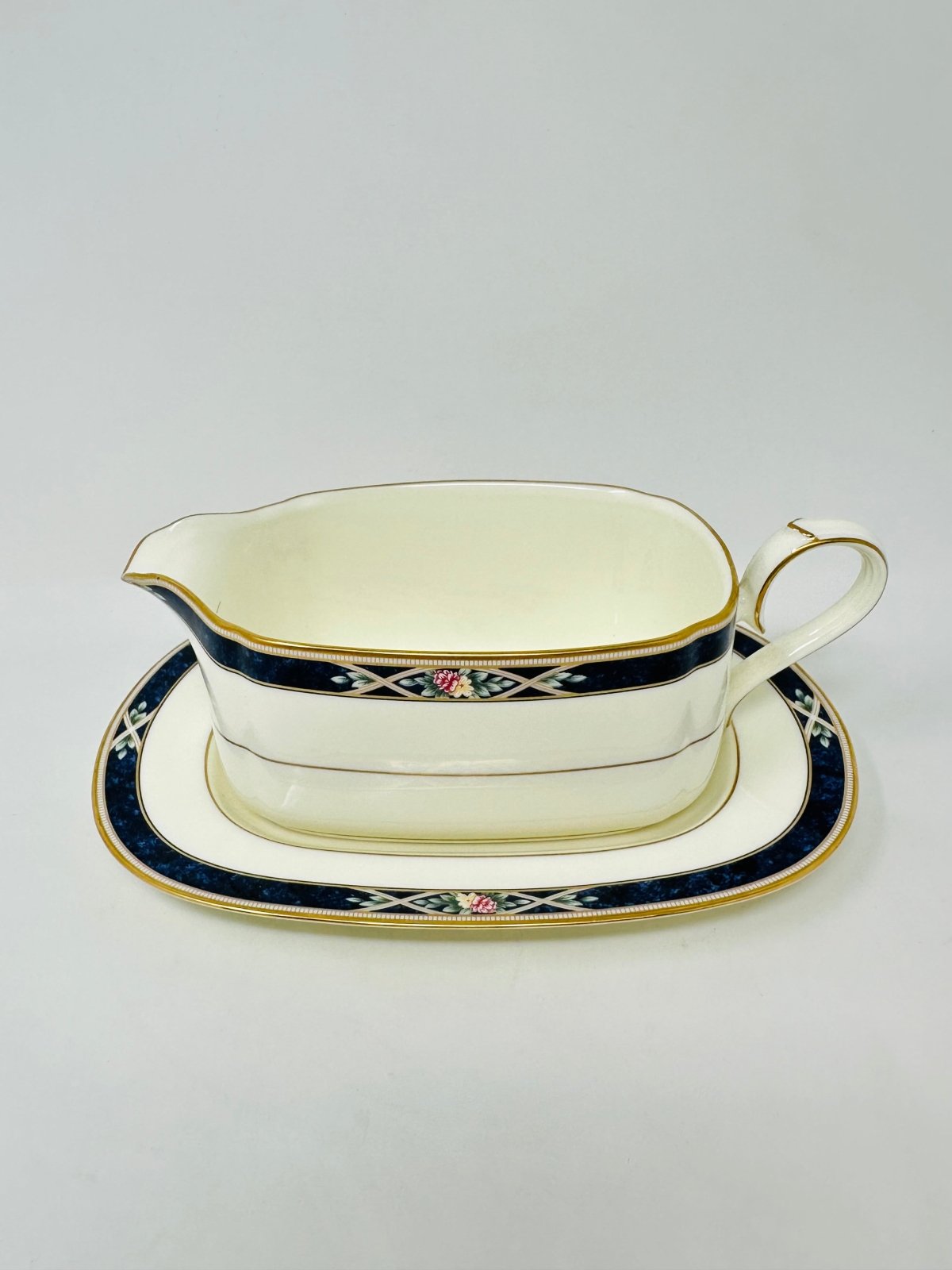 Noritake Azure Garden Gravy Boat w/ Stand