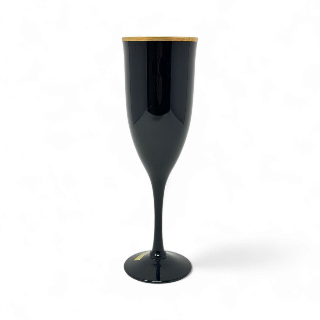 NORITAKE BLACK AMETHYST REMEMBRANCE EBONY GOLD CHAMPAGNE FLUTE