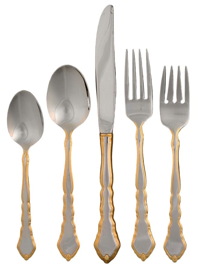 Oneida Stainless Golden Royal Chippendale 5 Piece setting