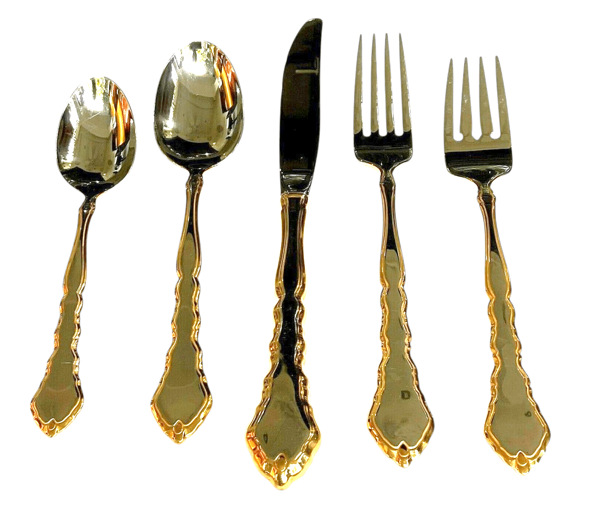 Oneida Stainless Golden Royal Chippendale 5 Piece setting