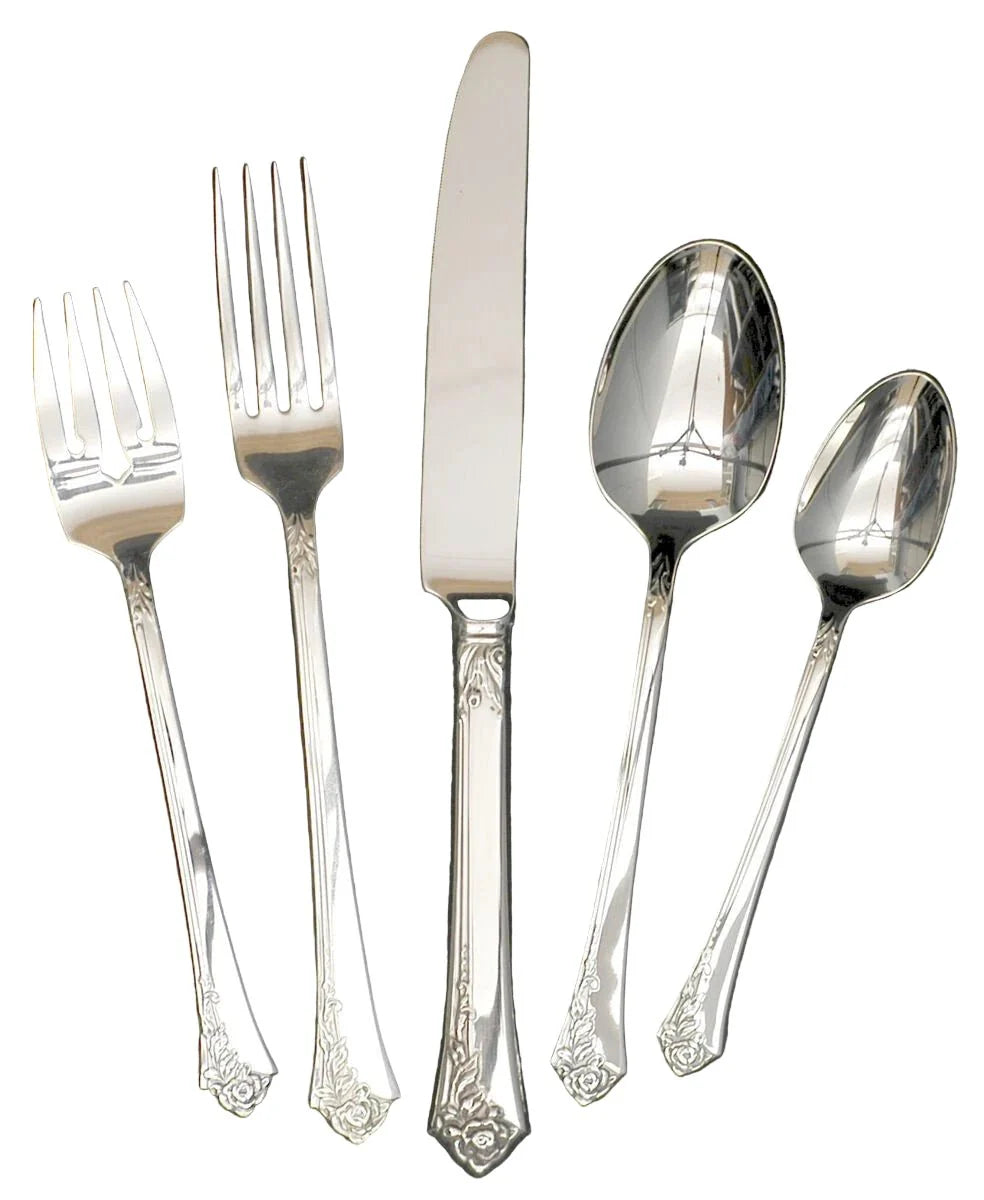 Oneida Sterling Silver Damask Rose Flatware 5 Piece Place Setting