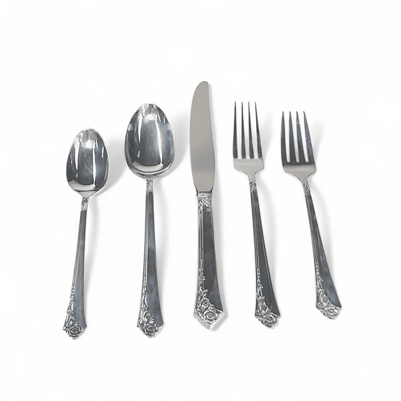Oneida Sterling Silver Damask Rose Flatware 5 Piece Place Setting