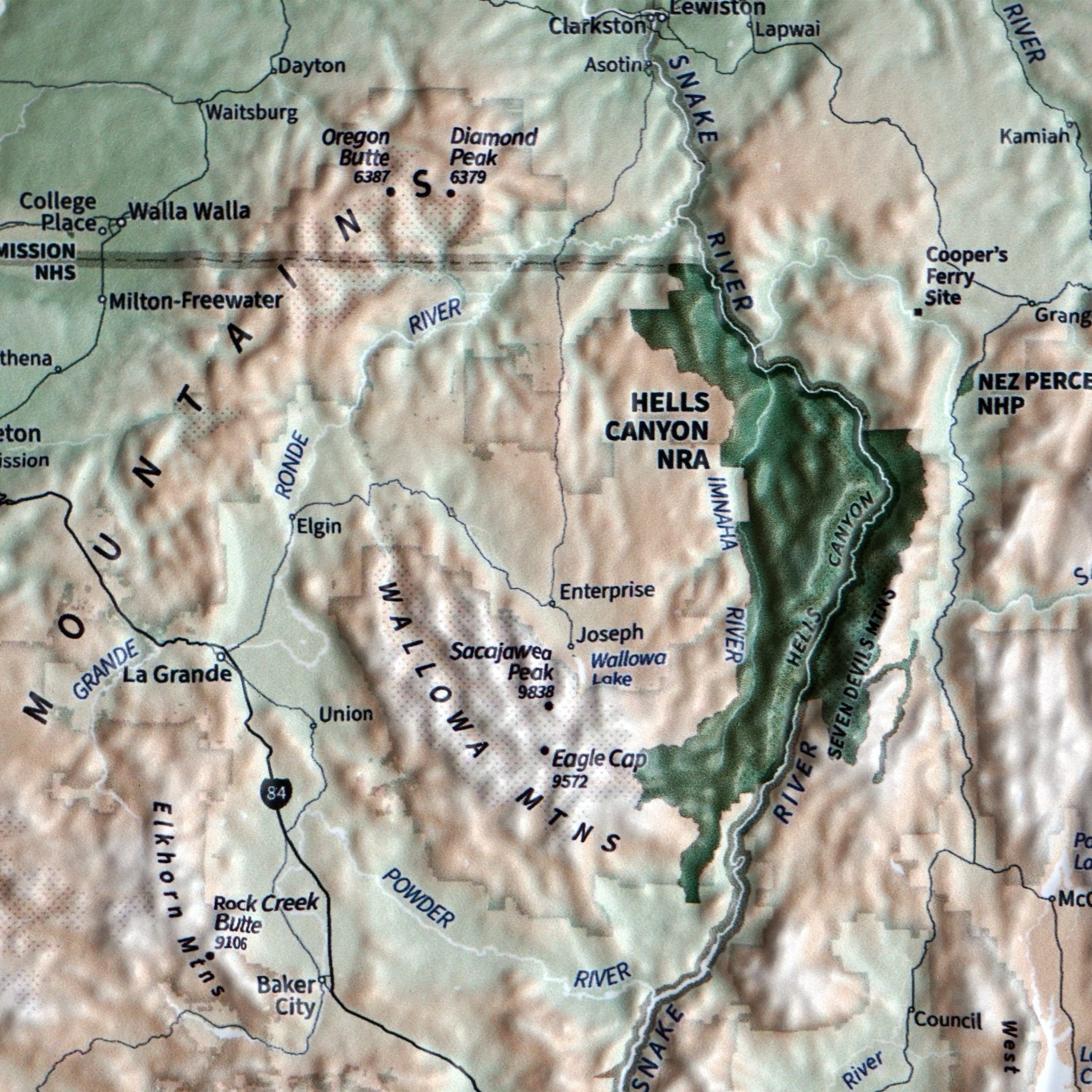 Pacific Northwest 3D Raised Relief Map - No Frame