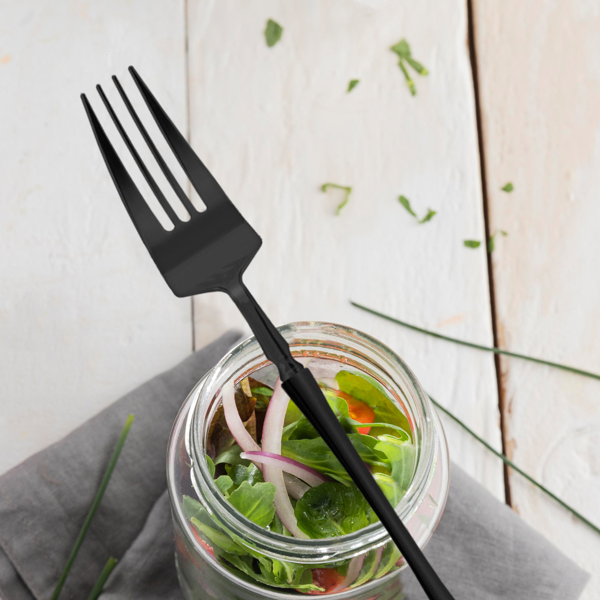 Solid Black Moderno Disposable Plastic Dessert Forks