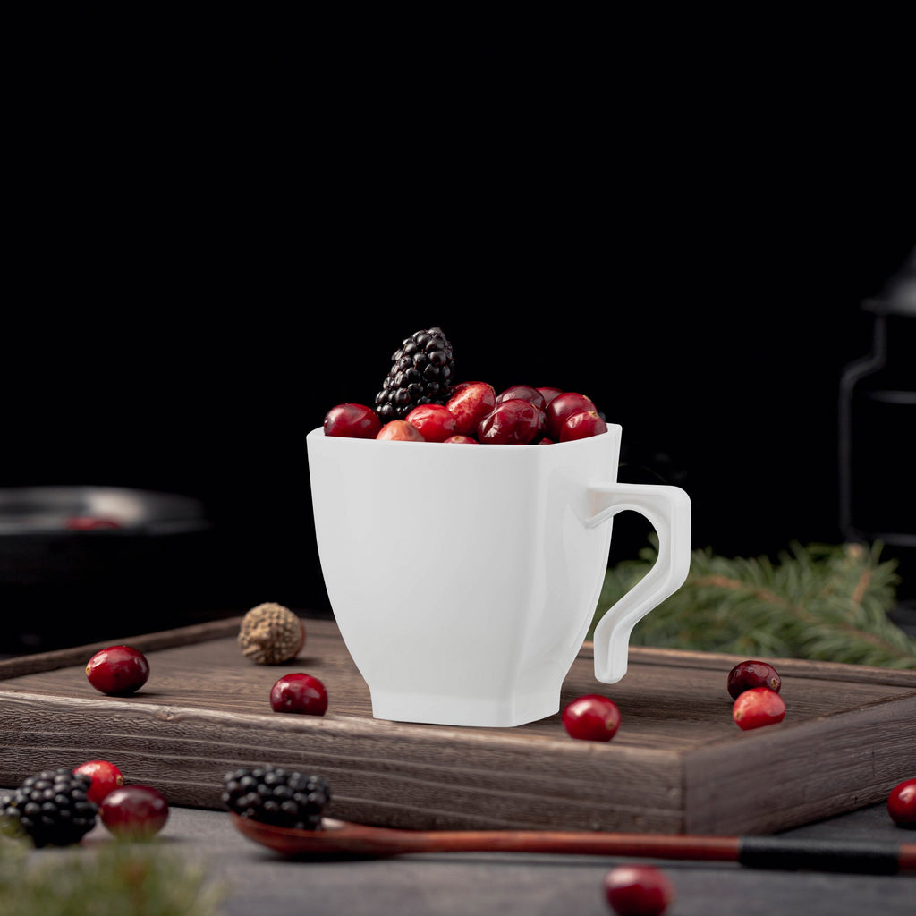 White Square Plastic Coffee Mugs (8 oz. )