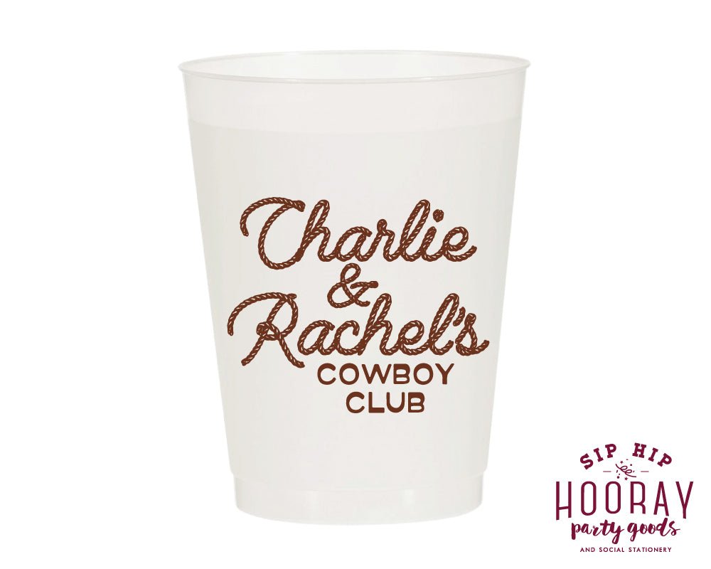 Personalized Cowboy Club Frosted Cups