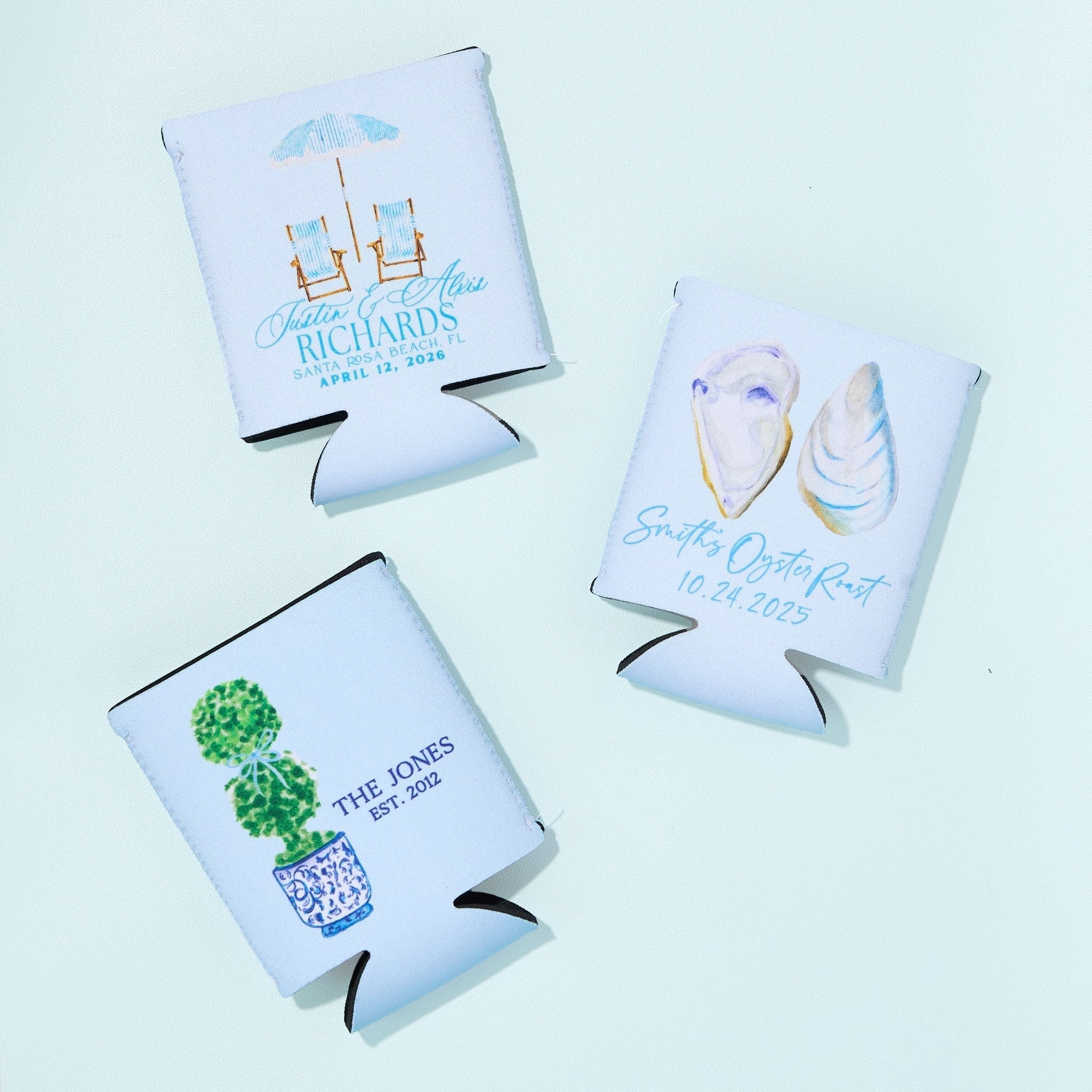 Personalized Full Color Watercolor Can Coolers
