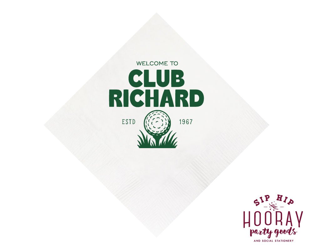Personalized Golf Club Beverage Napkins