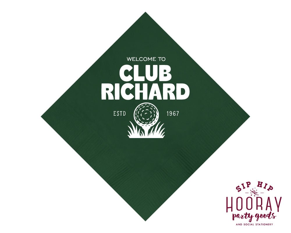 Personalized Golf Club Beverage Napkins