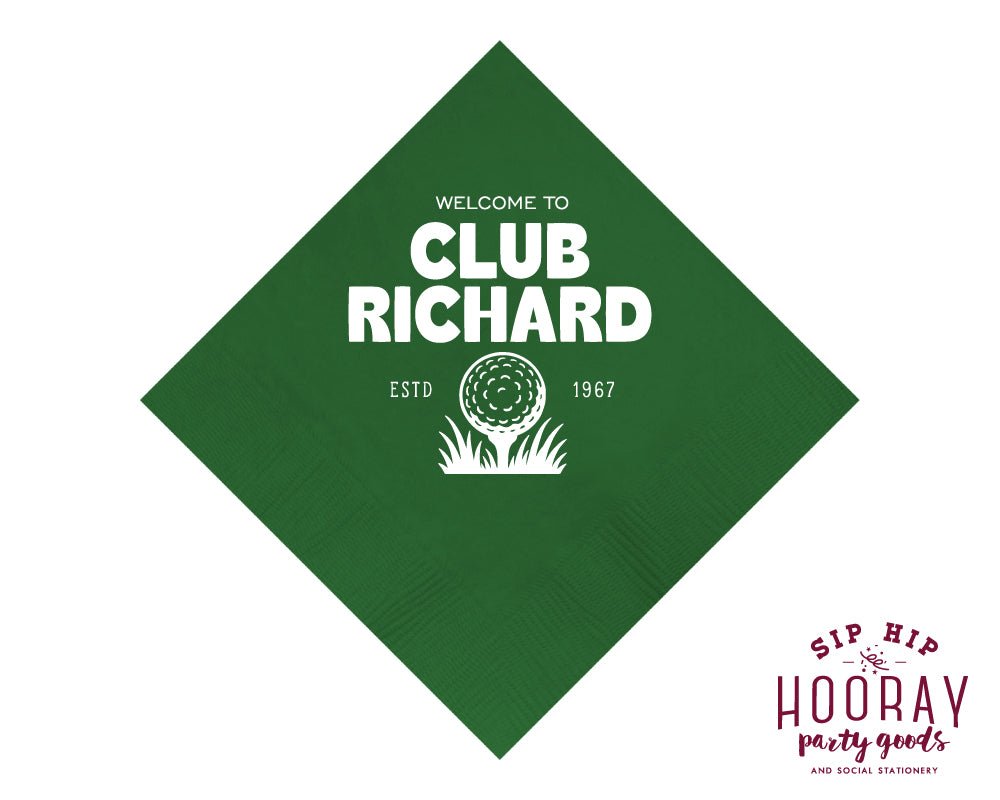 Personalized Golf Club Beverage Napkins