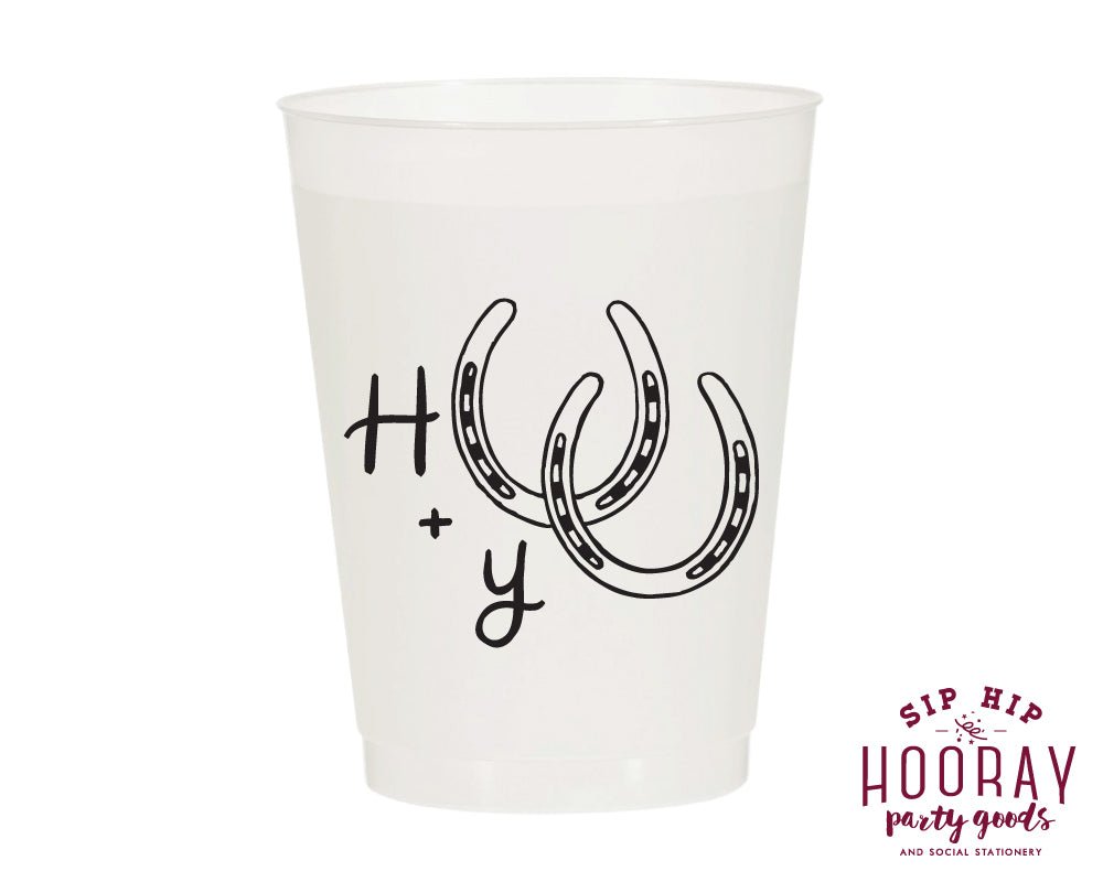 Personalized Horseshoe Initial Frosted Cups