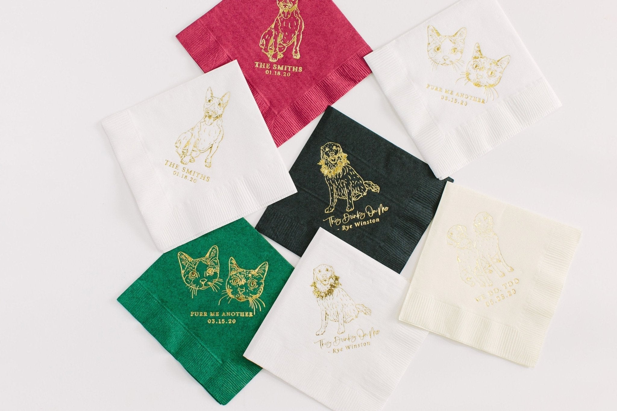 Personalized Pet Drawing Wedding Napkins