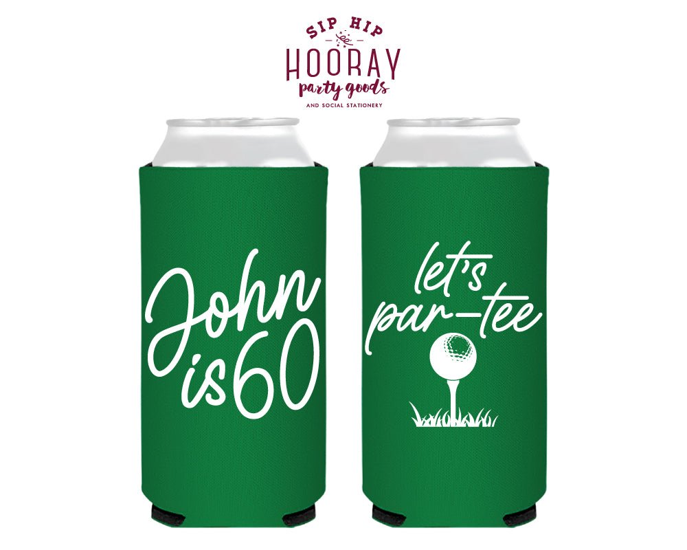 Personalized Slim Golf Party Can Coolers Let's Par Tee