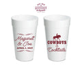 Personalized Western Wedding Foam Cups Cowboys and Cocktails