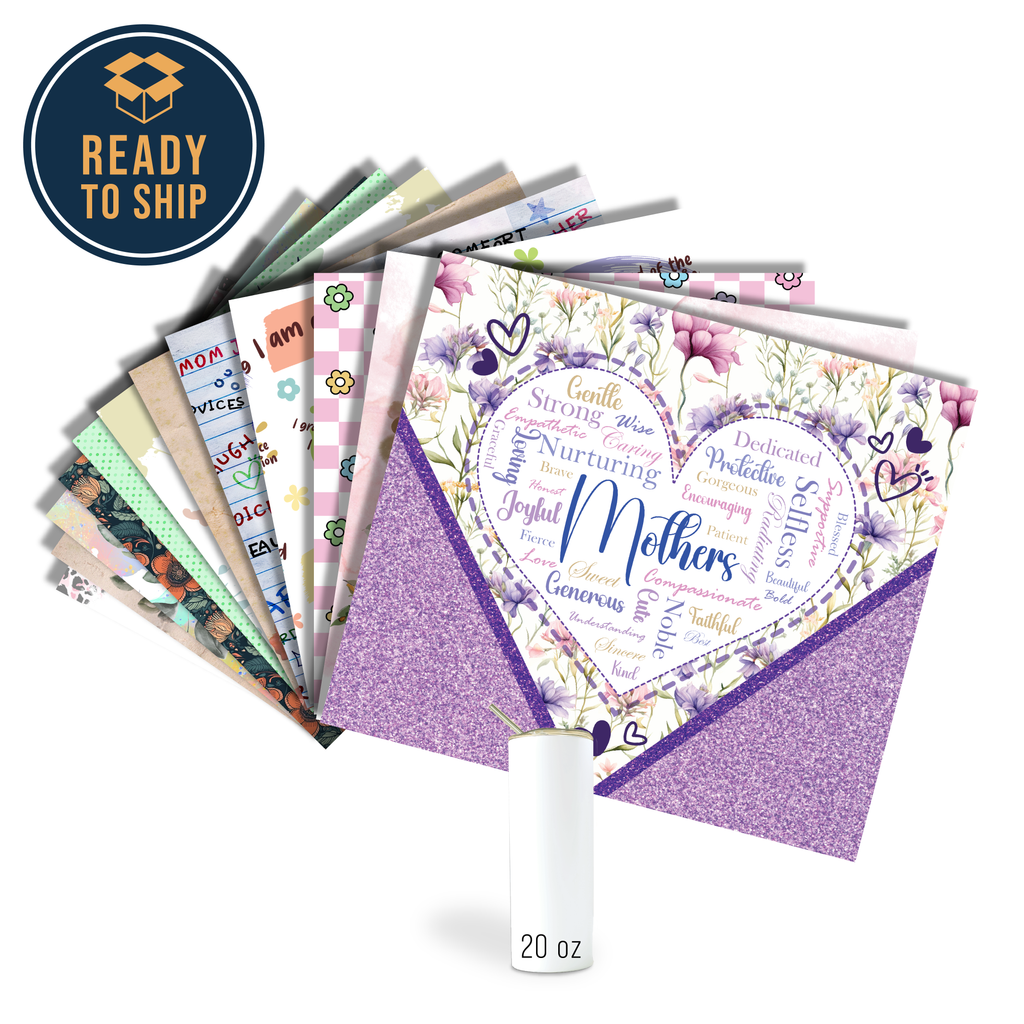 Assorted Ready to Press Sublimation Tumbler Prints (12 Pack) - Mother's Day 2025