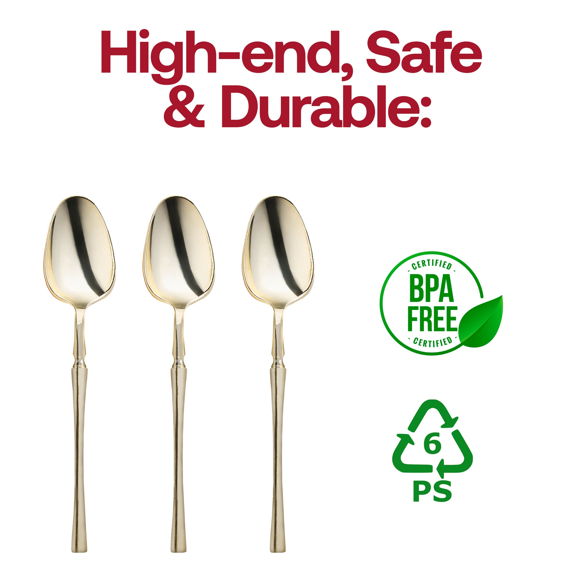 Shiny Gold Moderno Disposable Plastic Dessert Spoons