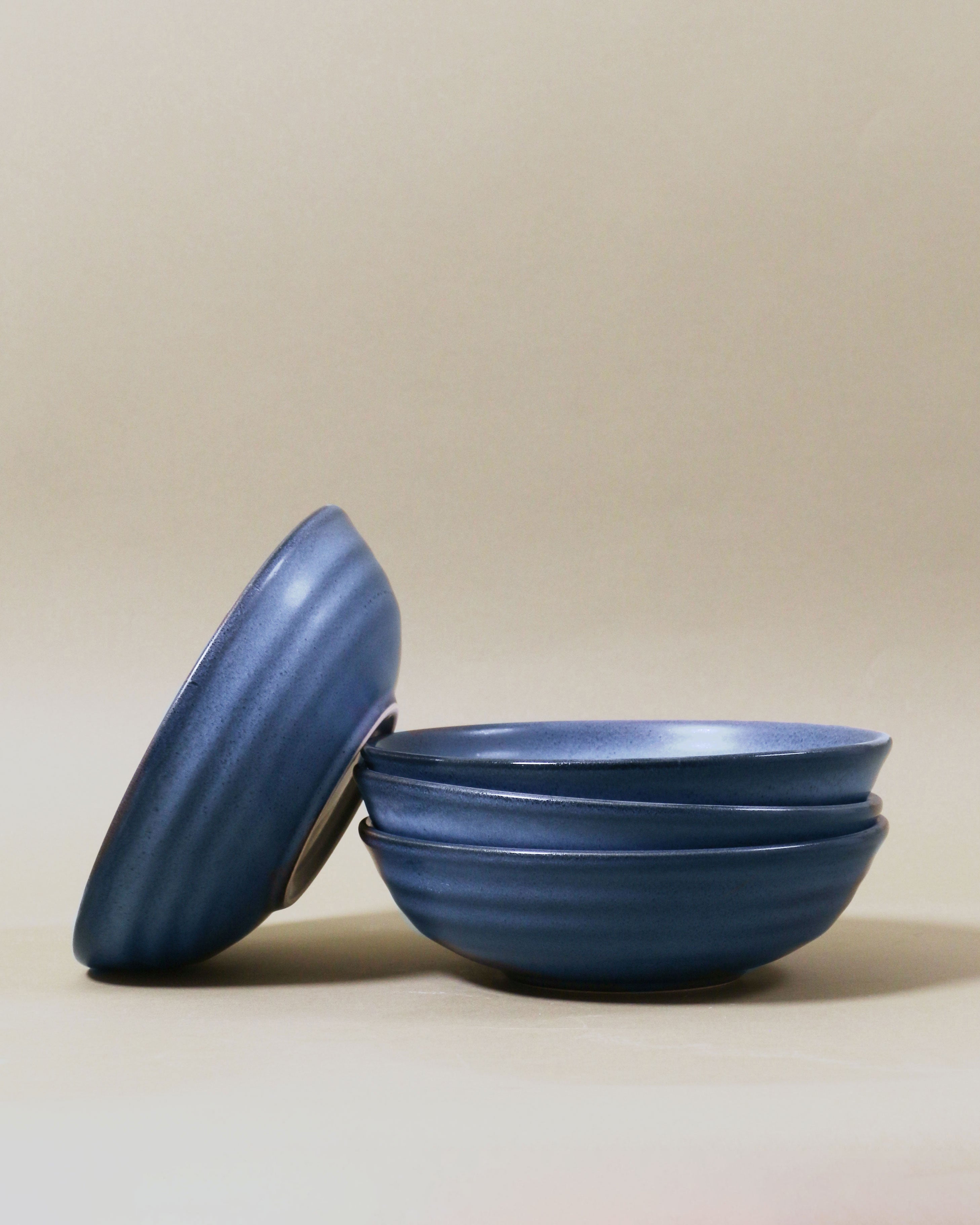 Set of 4 Potters Collection Deep Bowls / Blue Storm