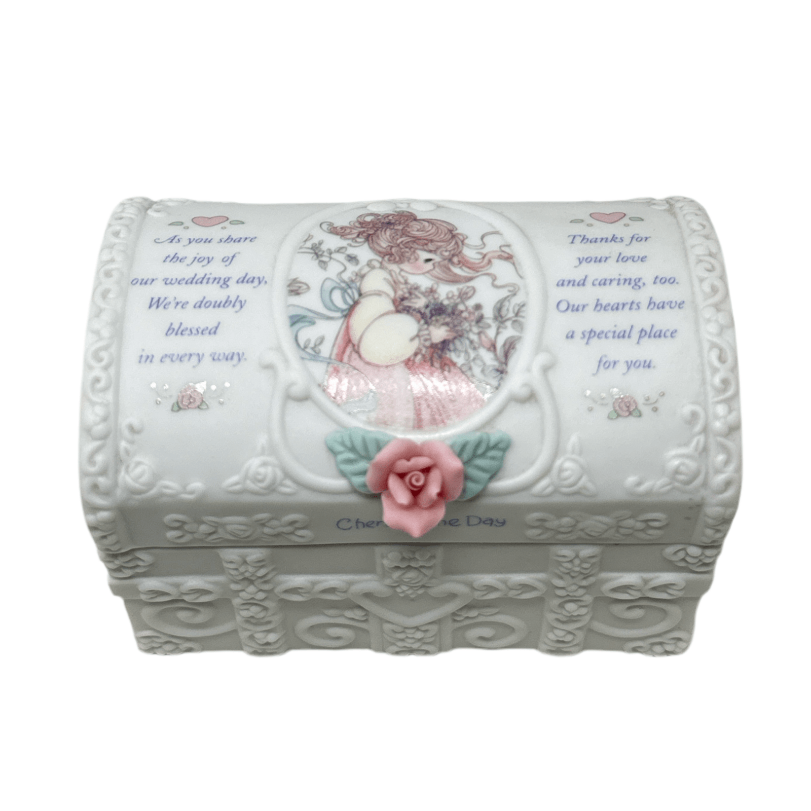 Precious Moments Pink Rose Cherish The Day Trinket Box