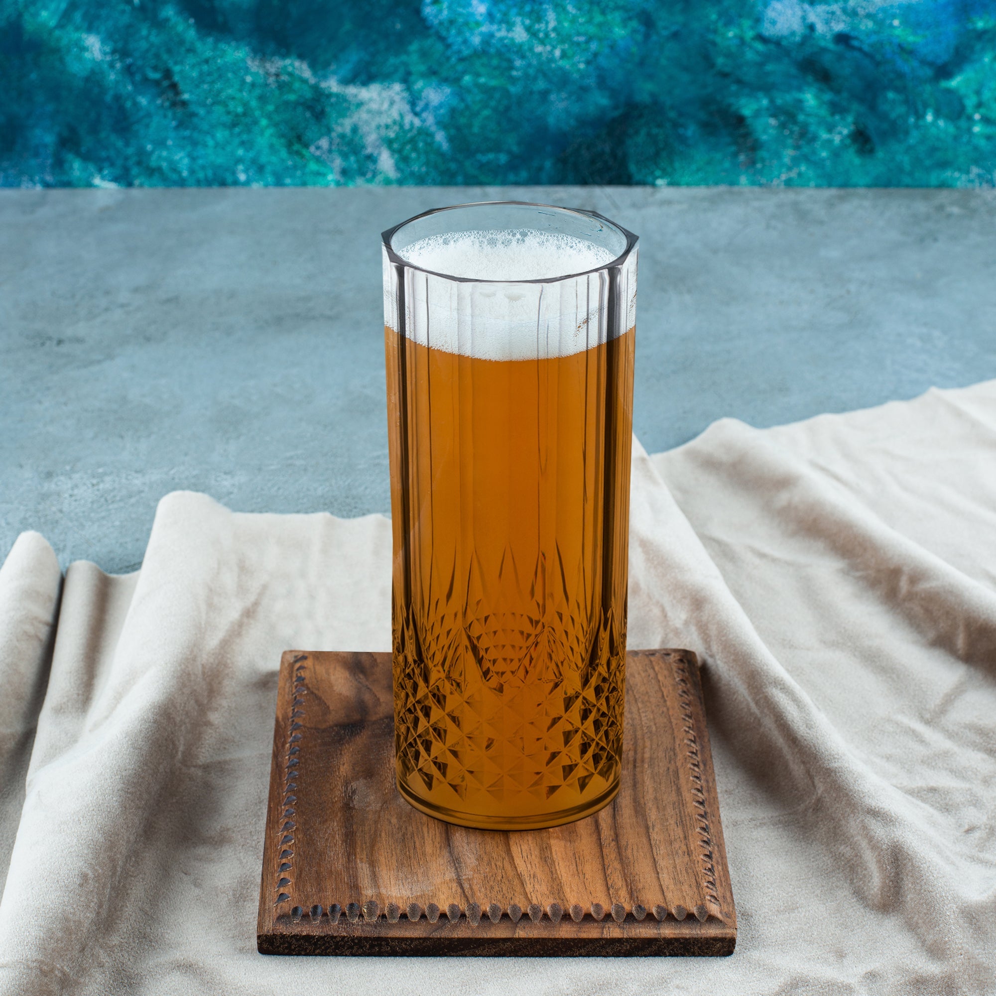 Clear Crystal Cut High Ball Plastic Glasses (14 oz. )