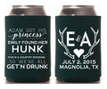 Princess Hunk Antler Wedding Can Cooler Design #1501