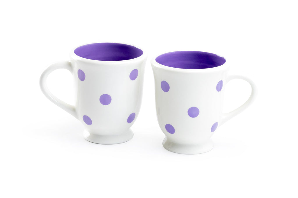 Polka Dots Mug - Lavender on White