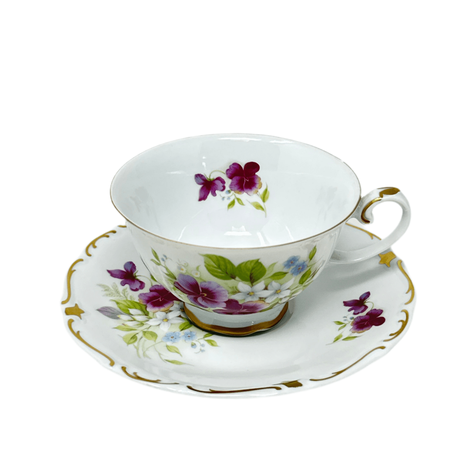 Reichenbach Vintage White and Pink Flower Cup & Saucer Set