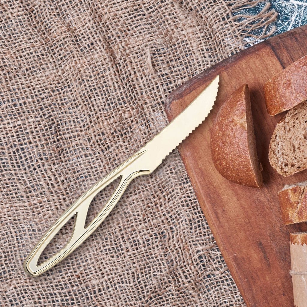Gold Disposable Plastic Steak Knives