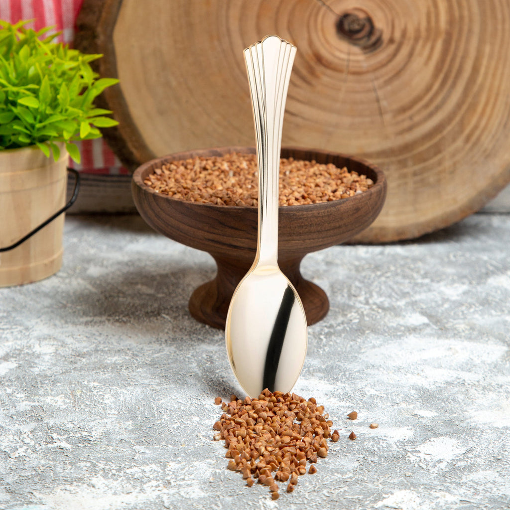 Shiny Metallic Groove Gold Plastic Spoons