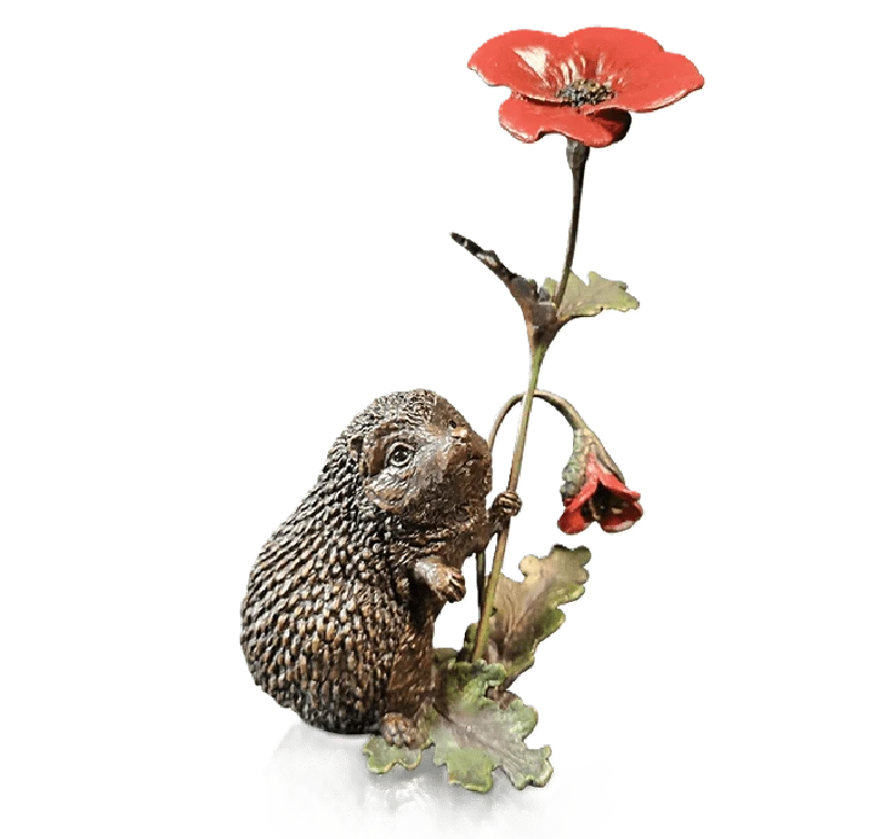Richard Cooper Bronze Animals Collection Hedgehog with Poppy