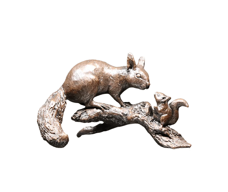 Richard Cooper Bronze Animals Collection Red Squirrel with Baby Figurine