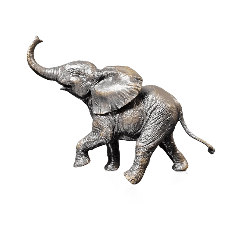 Richard Cooper Bronze Baby Elephant Running Figurine