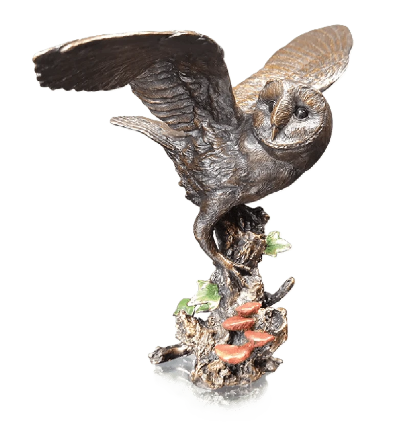 Richard Cooper Bronze Birds Collection Barn Owl with Ivy Figurine