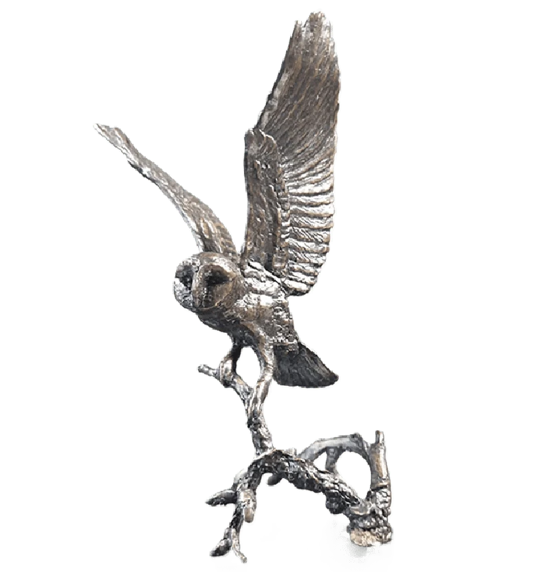 Richard Cooper Bronze Birds Collection Barn Owl with Pinecones