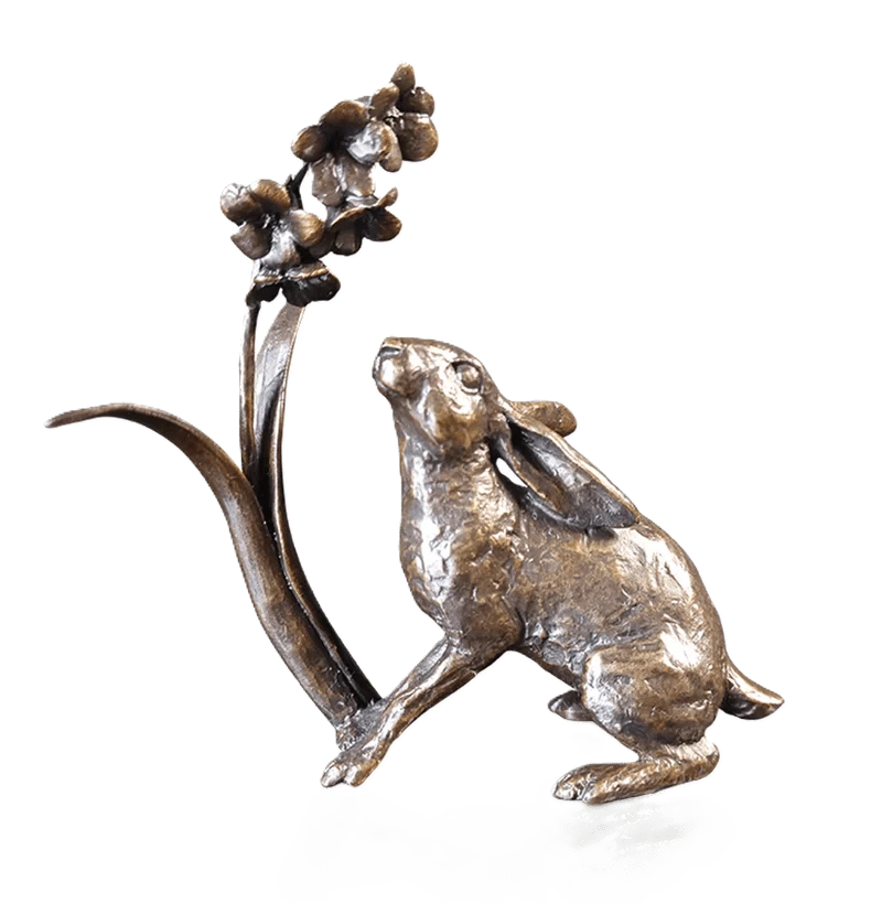 Richard Cooper Bronze Hares Collection Hare with Bluebells Figurine