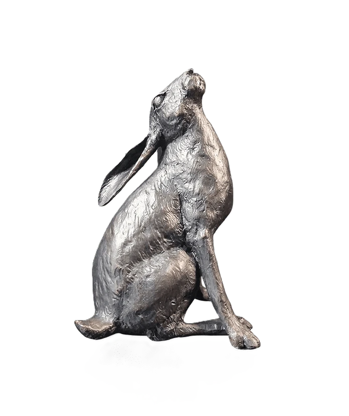 Richard Cooper Bronze Hares Collection Medium Hare Moon Gazing Figurine