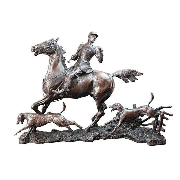 Richard Cooper Bronze Horses Collection Doubling the Horn Figurine