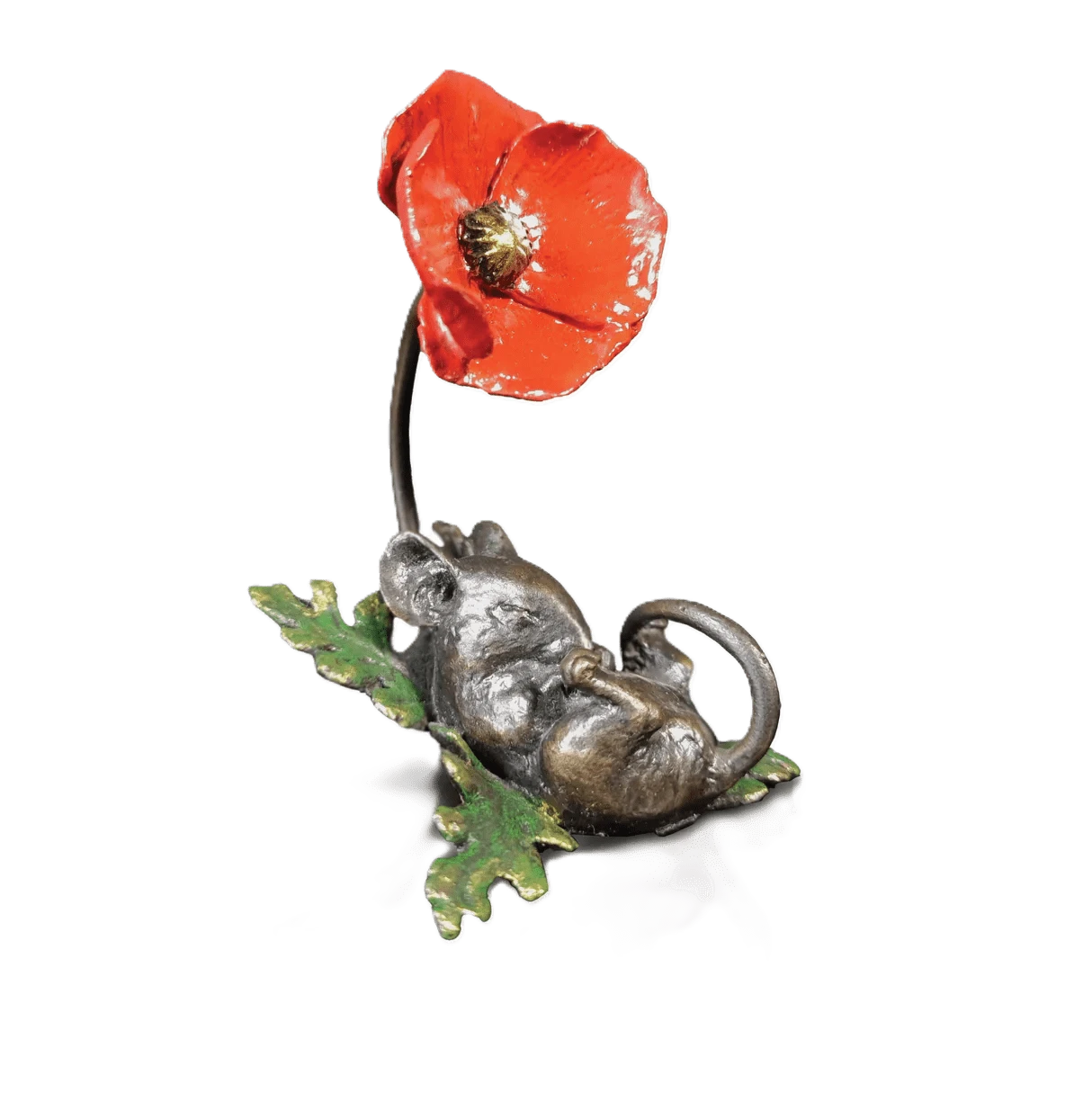Richard Cooper Bronze Mice Collection Mouse Asleep with Poppy Figurine