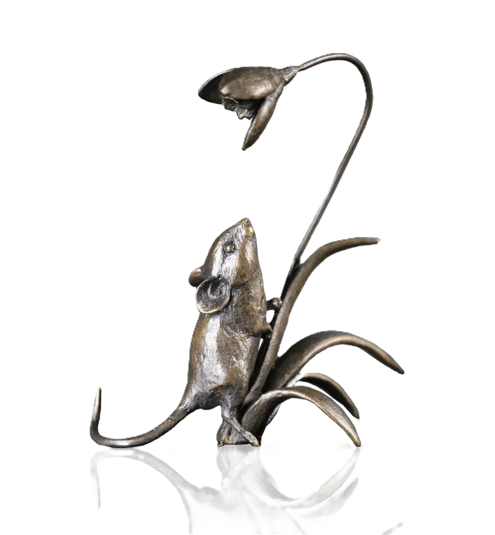 Richard Cooper Bronze Mice Collection Mouse with Snowdrops Figurine