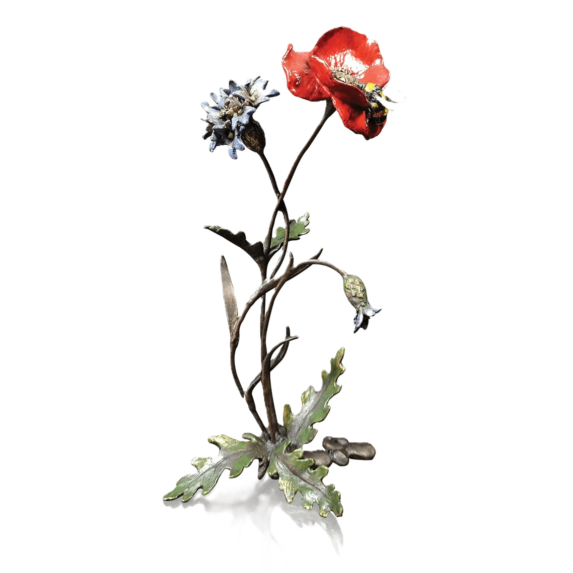 Richard Cooper Bronze Nature Trial Collection Poppy, Cornflower & Bee Figurine