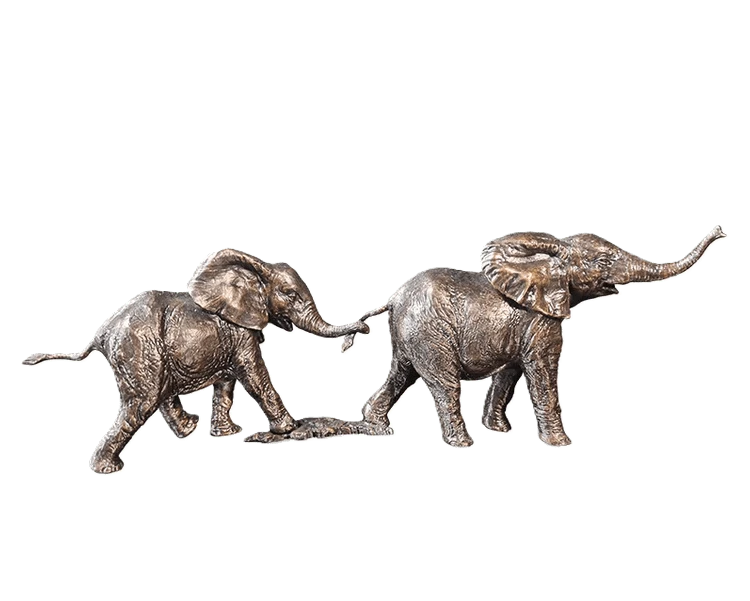 Richard Cooper Bronze Wildlife Collection Follow the Leader Elephant Figurine