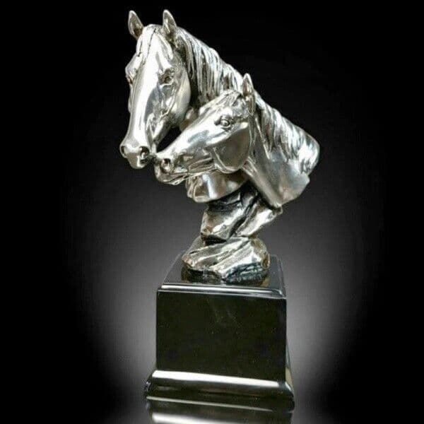 Richard Cooper Nickel Studio Collection Mare & Foal Figurine