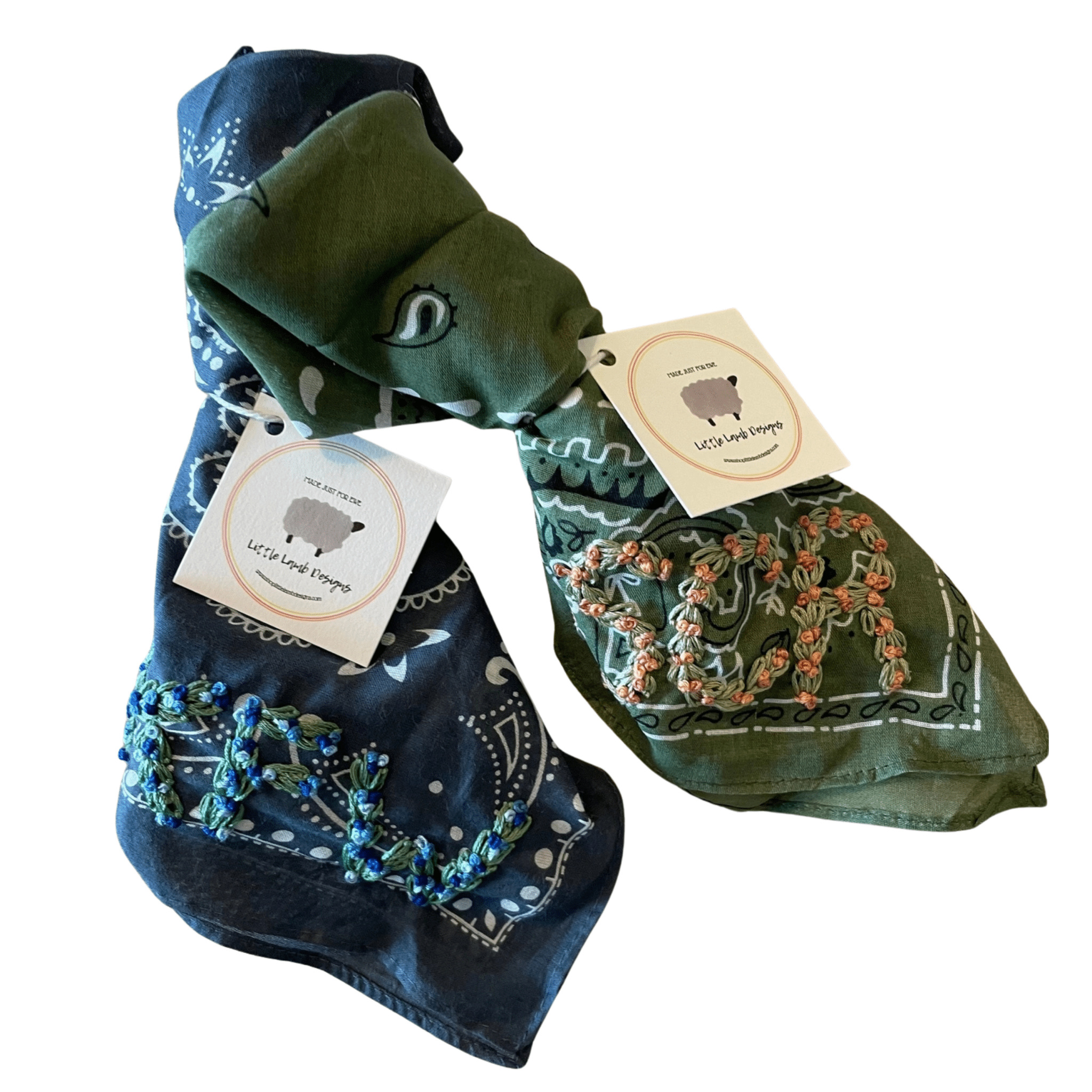 Rodeo Bandana Hand Embroidered Foral Monogram