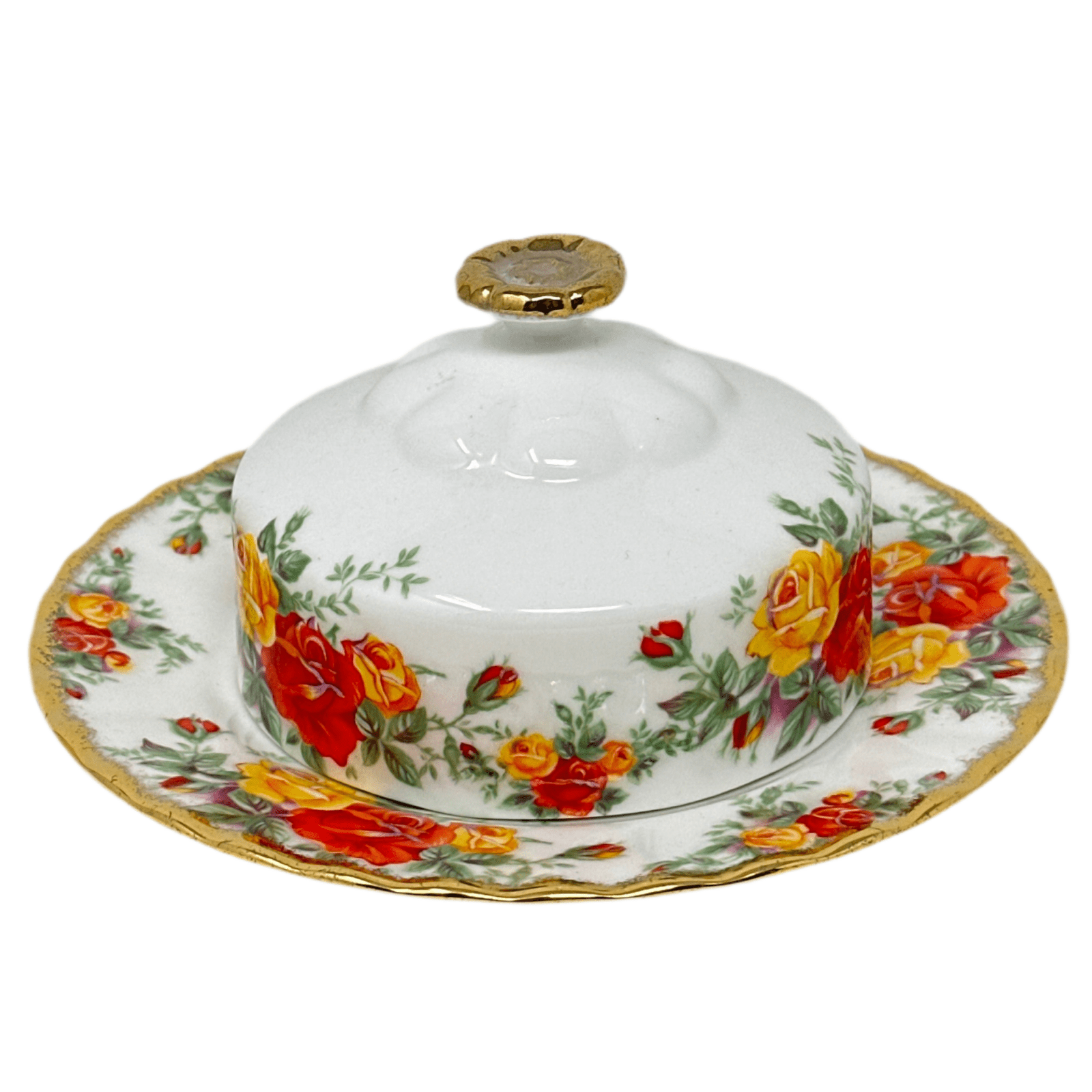 Royal Albert Pacific Rose Covered Butter Dish