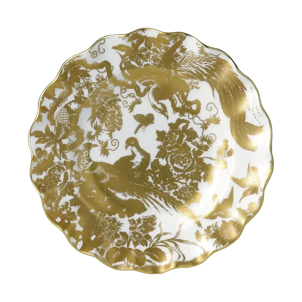 Royal Crown Derby Gold Aves Fluted Dessert Plate